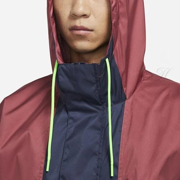 NWT Nike Air Woven Lined Jacket Full-Zip Hooded Colorblock Red/Navy Mens Sz XL - Picture 3 of 14